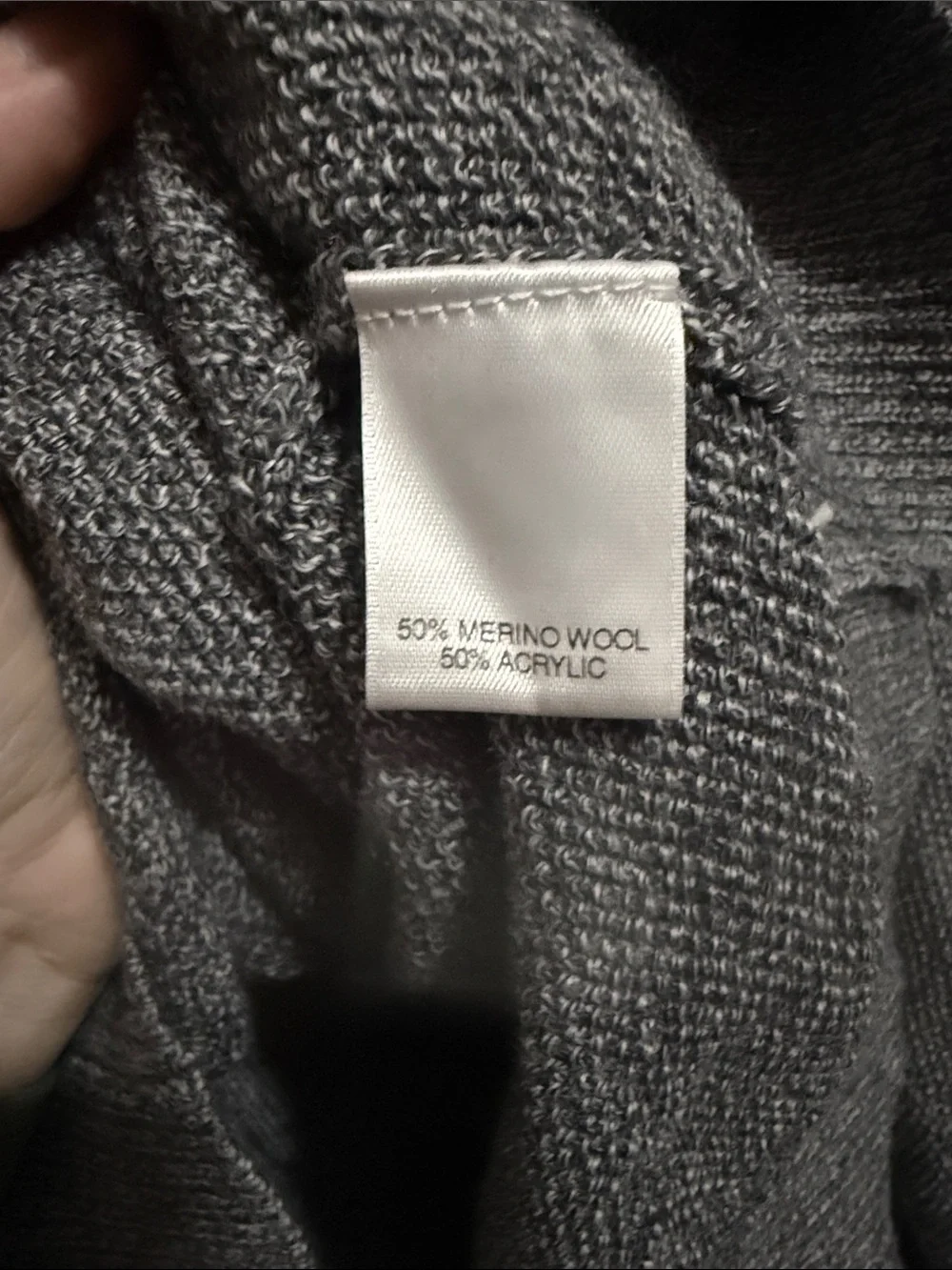 Murano Gray Shawl Collar V-Neck Cable Knit Sweater